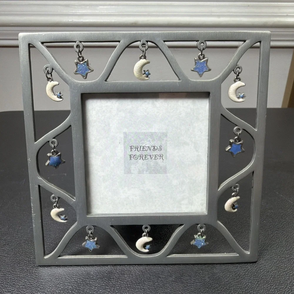 VTG 90s Celestial Metal Photo Frame 5x5 3x3 Stars Moons Metal Y2K Moon Whimsy